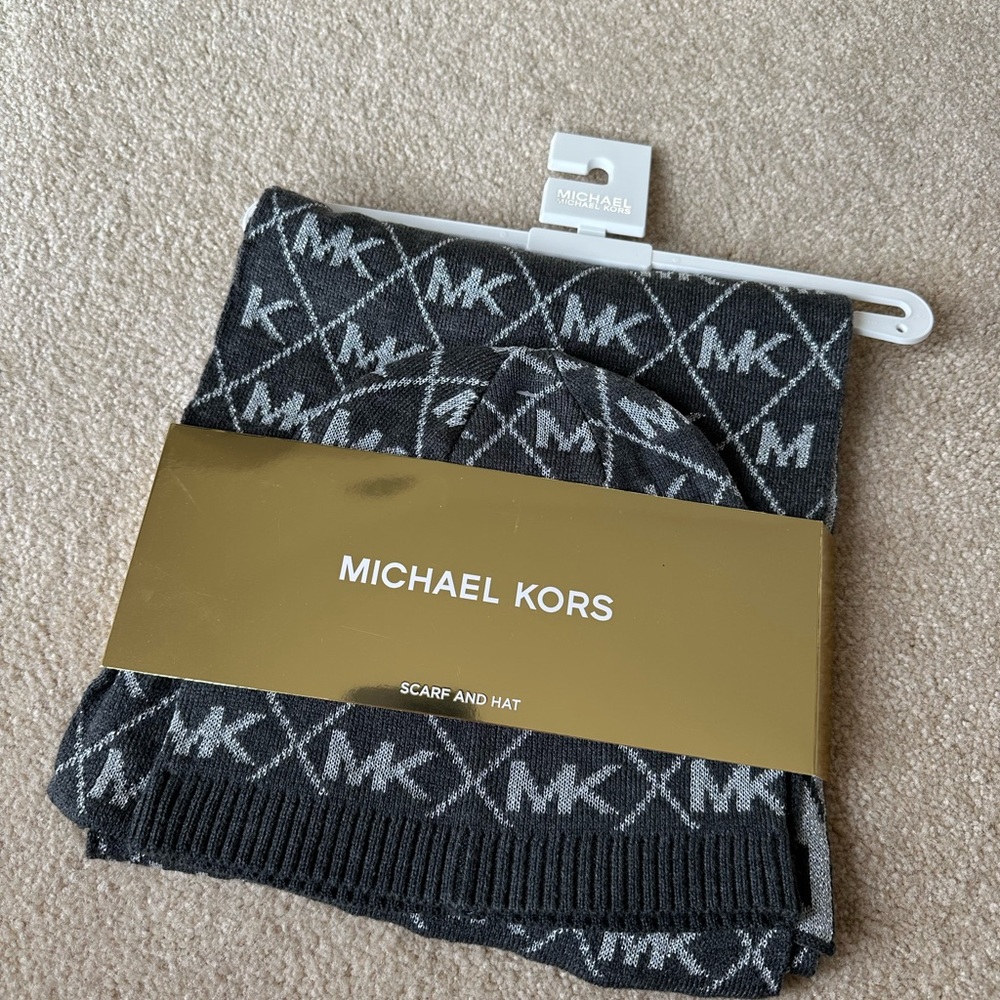 Michael Kors Scarf and Beanie Set